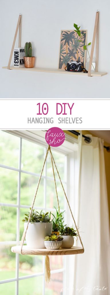 10 DIY Hanging Shelves| Hanging Shelves, Hanging Shelf Projects, Shelf Projects, How to Make Your Own Hanging Shelf, DIY Hanging Shelf Projects, Home Storage, Home Storage Projects, Easy Home Storage Hacks, Popular Pin