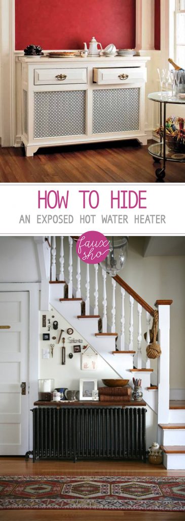 How to Hide an Exposed Hot Water Heater| Hot Water Heater, Home Storage, DIY Home Storage, Home Improvement, Home Improvement Hacks, DIY Home, DIY Home Decor, Popular Pin #DIYHome #HomeImprovement