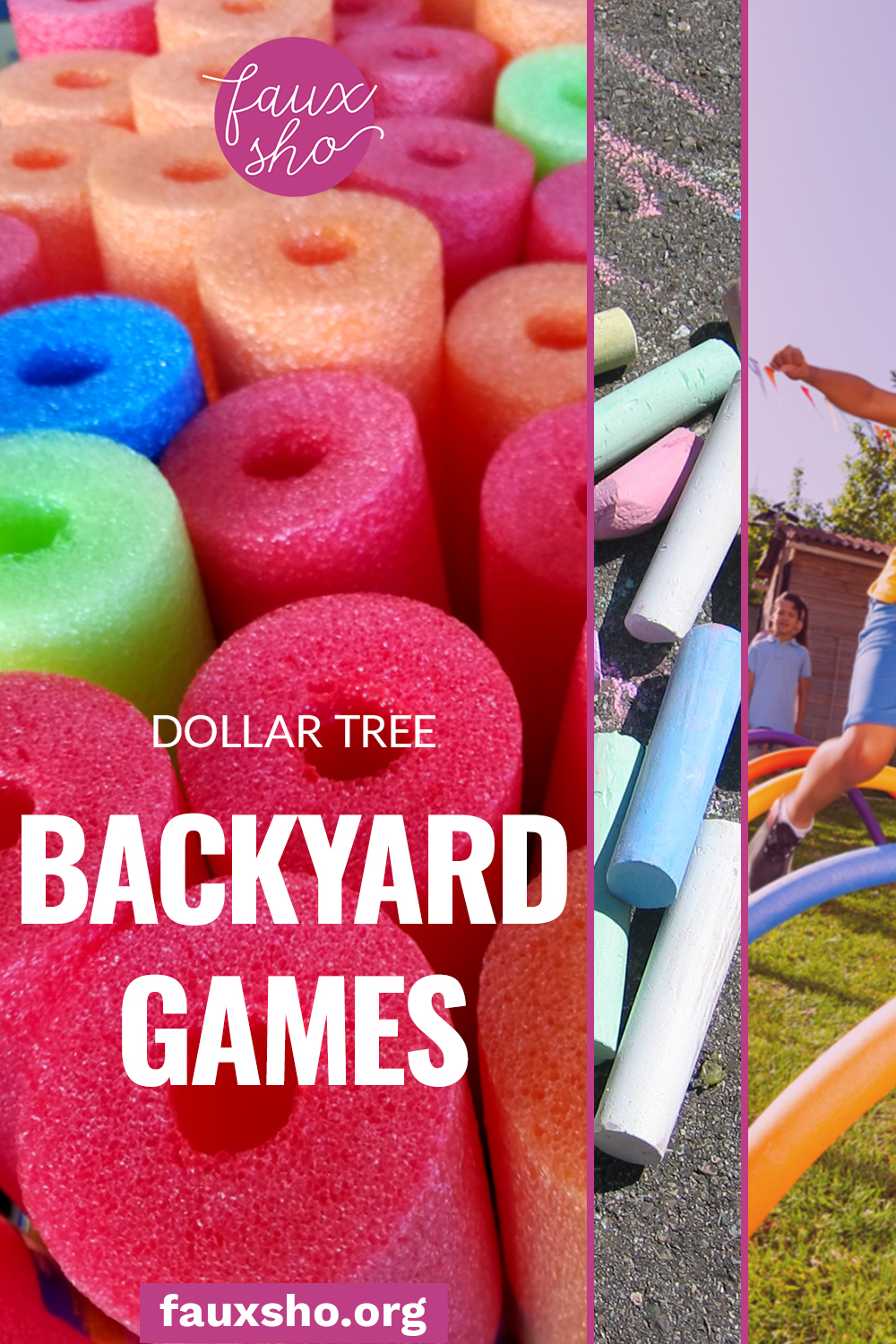 Looking for some fun and out of the box ideas to keep your kids from getting bored? These five dollar tree backyard games are sure to do the trick! #FauxShoBlog #DollarTreeHacks #SummerBackyardGames #PoolNoodleGames #DollarTreeBackyardGames