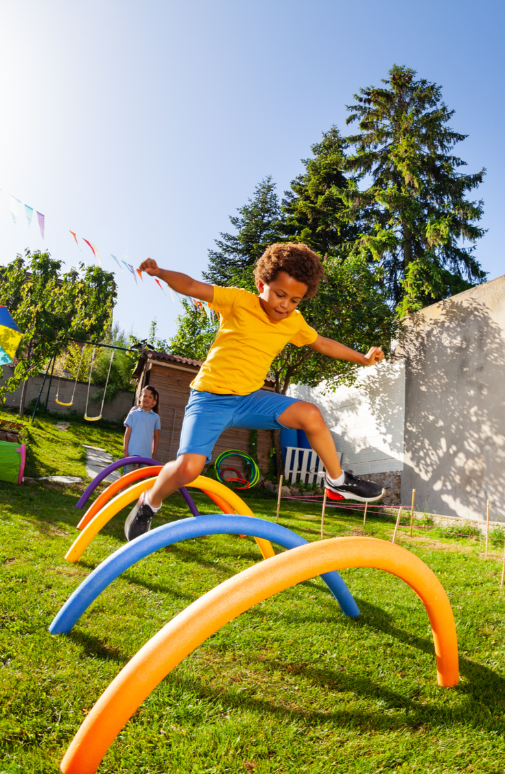 When it gets hot outside and your kids start saying "I'm bored," it's time to break out the creative games. If you haven't hit up your local Dollar Tree, then it's time. Not only can you get a lot of bang for your buck, but the folks at Dollar Tree are super creative when it comes to activities with their products! Your kiddos will love this obstacle course idea! 