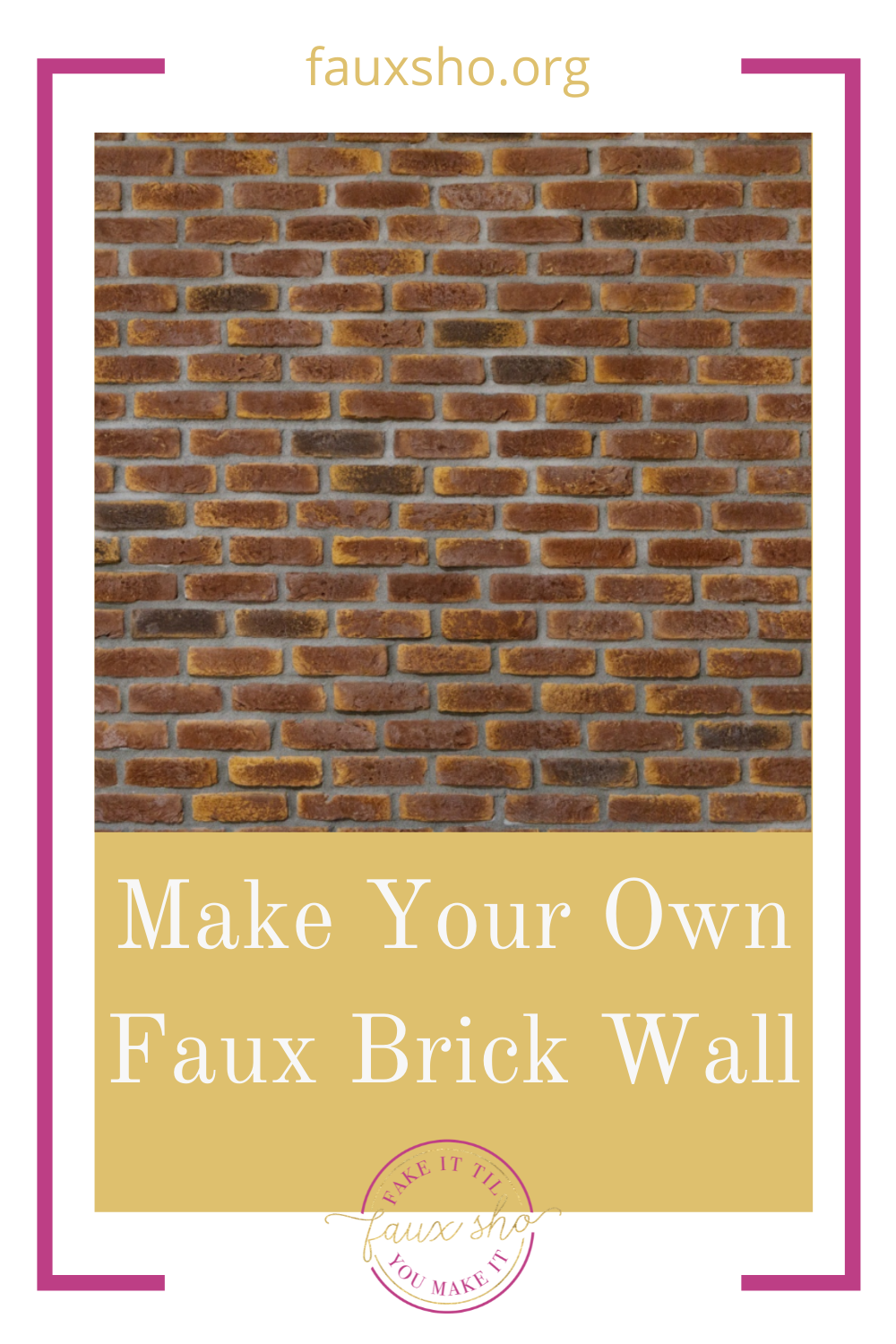 Fauxsho.org has the best ideas to help you fake it 'til you make it! Get the trendy exposed brick look in your home in a snap! Try this easy method for making a faux brick wall!